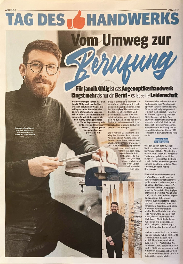 Tag des Handwerks - Beilage in der BILD - Jannik Ohlig von FUNK Optik Düsseldorf