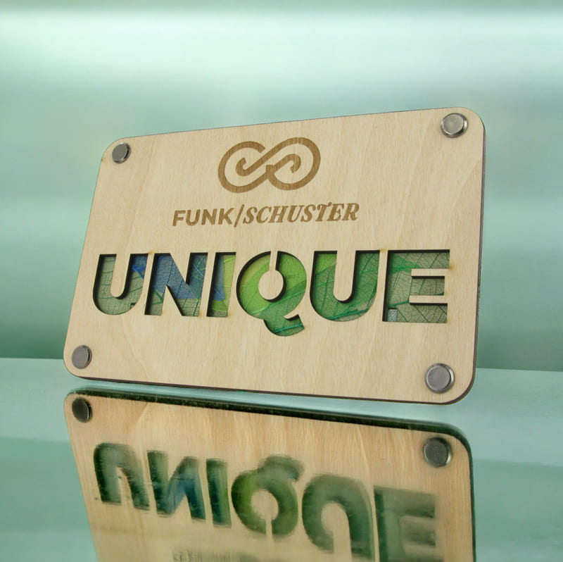 FUNK/SCHUSTER eyewear UNIQUE POS Display with real Willow leaf